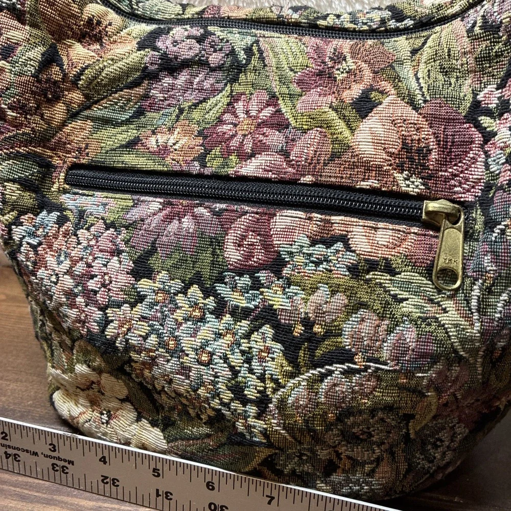 Vintage Floral Tapestry Shoulder Bag Wallet Set Multicolor Grandmacore